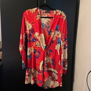 Red floral pretty little thing dress worn once
